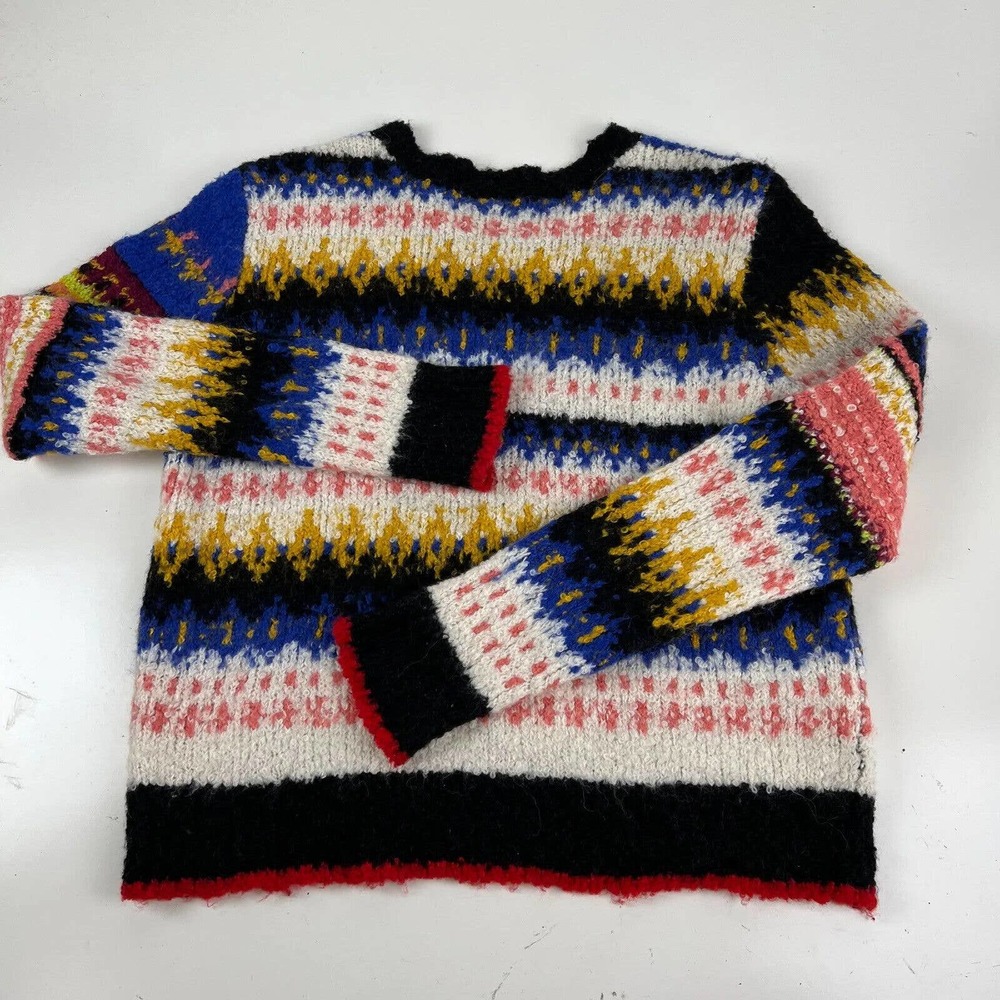 Free People Sweater Women's Multicolor Acrylic Knit Long Sleeve Alpaca M